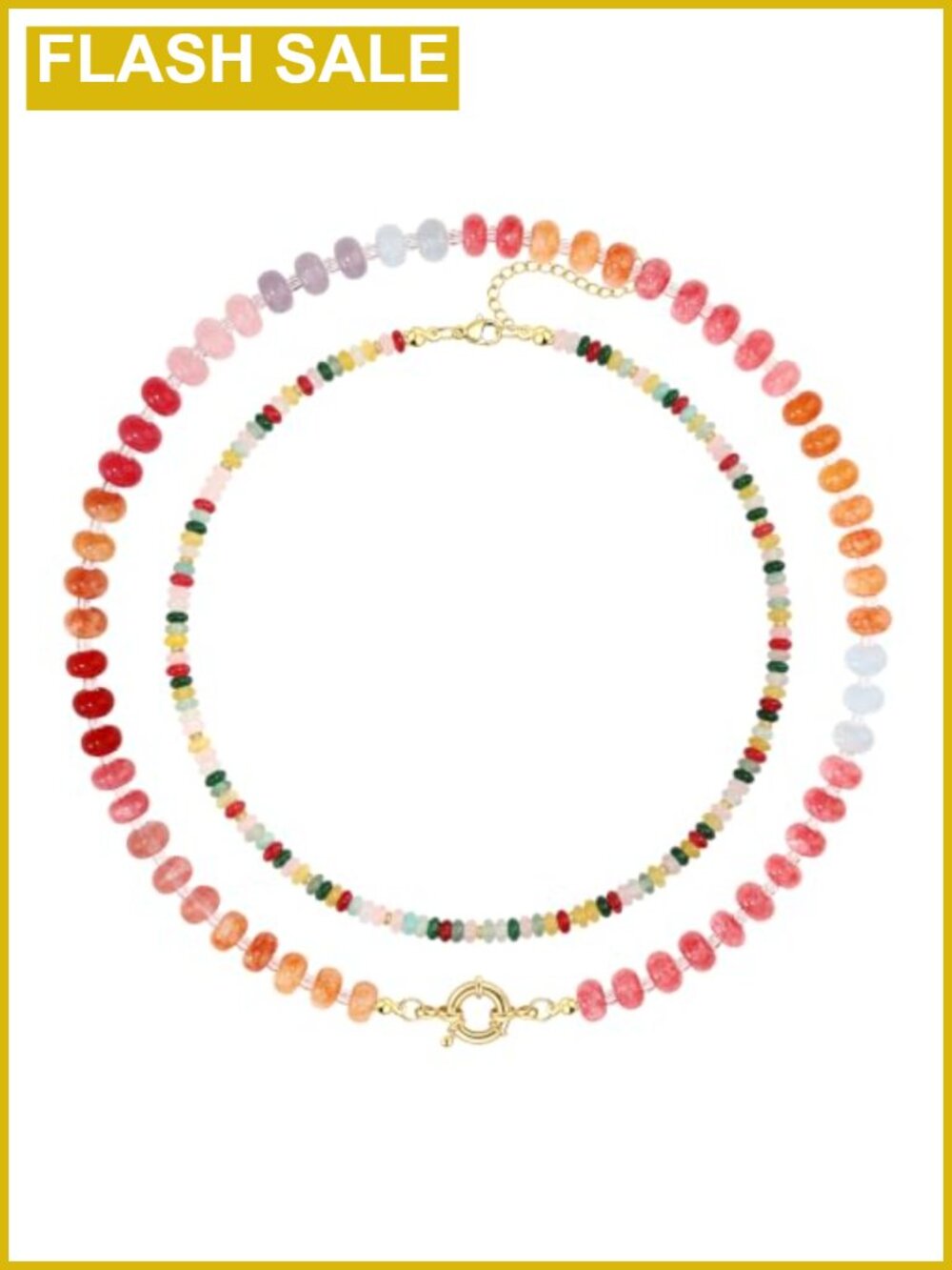 Natural Gemstone Beaded Necklace Set for Women Layered Bohemian Style